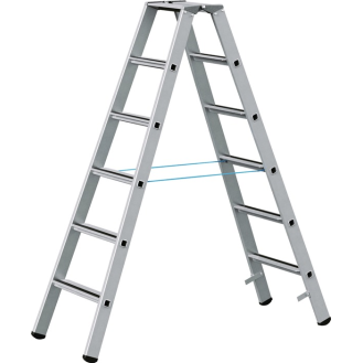 Stufenstehleiter 2x6 Stufen Alu.elox.Gesamt-H.1700mm-Beschreibung lesen