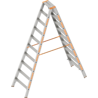 Stufenstehleiter TOPIC 2x10 Stufen Alu.Gesamt-H.2500mm-Beschreibung lesen