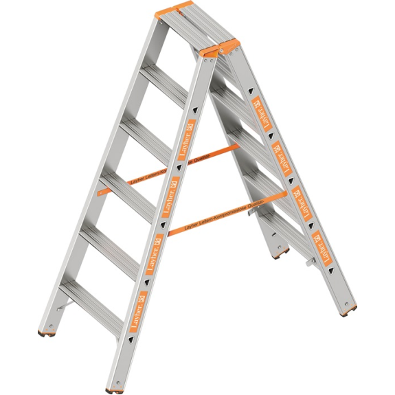 Stufenstehleiter TOPIC 2x6 Stufen Alu.Gesamt-H.1500mm Stufenstehleiter TOPIC 2x6 Stufen Alu.Gesamt-H.1500mm-Beschreibung lesen
