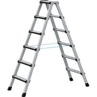 Stufenstehleiter 2x6 Stufen Alu elox Gesamt-H 1650mm-Beschreibung lesen
