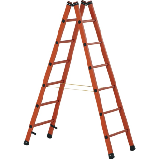 Stehleiter 2x14 Sprossen GFK Leiterlänge 4120mm Arbeits-H.b.ca.5200mm-Beschreibung lesen