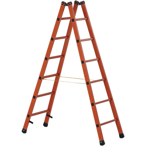 Stehleiter 2x14 Sprossen GFK Leiterlänge 4120mm Arbeits-H.b.ca.5200mm Stehleiter 2x14 Sprossen GFK Leiterlänge 4120mm Arbeits-H.b.ca.5200mm-Beschreibung lesen