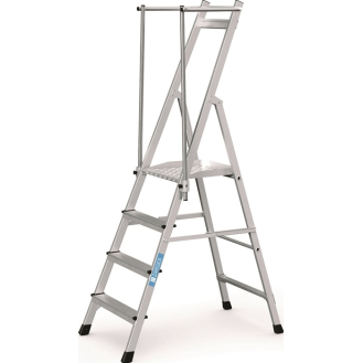Pltformleiter 4 Stufen Alu.Pltform L400xB400mm m.klappbarem Handlauf-Beschreibung lesen