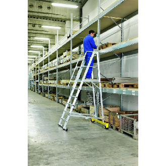 Plattformleiter 7 Stufen Alu L600xB630mm verfahrbar-Beschreibung lesen