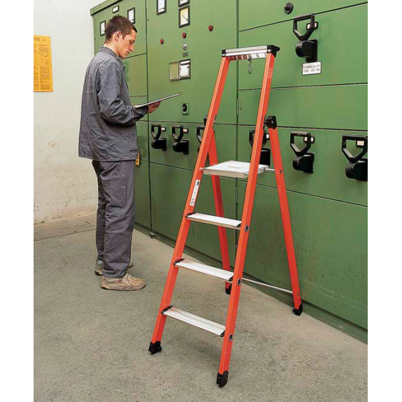 Stufenstehleiter 3 Stufen GFK Gesamt-H.1400mm Kunststoff-Ablageschale Stufenstehleiter 3 Stufen GFK Gesamt-H.1400mm Kunststoff-Ablageschale-Beschreibung lesen