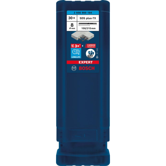 Hammerbohrer Expert SDS-7X D.8mm Arbeits-L.150mm L.215mm SDS-Plus 30 St. Hammerbohrer Expert SDS-7X D.8mm Arbeits-L.150mm L.215mm SDS-Plus 30 St.-Beschreibung lesen