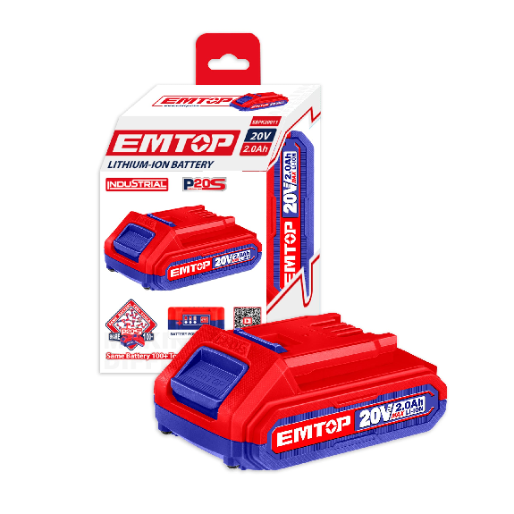 Batterie Lithium-Ion EMTOP 20V de Puissance 2.0Ah compatible avec multi outils P20S-Lire la description