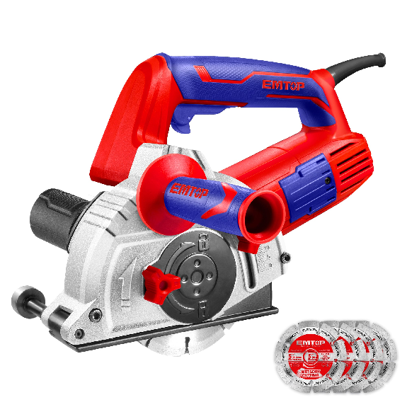 Rainureuse chasseur de murs filaire 1500W EMTOP avec 1 ciseau 1 poignée auxiliaire 1 jeu de balais de charbon 4 disques à tronçonner 1 ensemble de balais de charbon-Lire la description