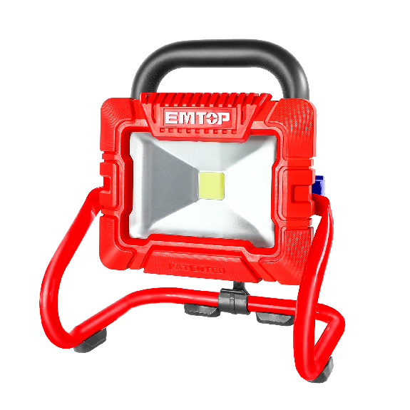 Lampe de travail projecteur portable LED 20W sans fil EMTOP 20V 1800 lumens batterie et chargeur vendus séparément-Lire la description