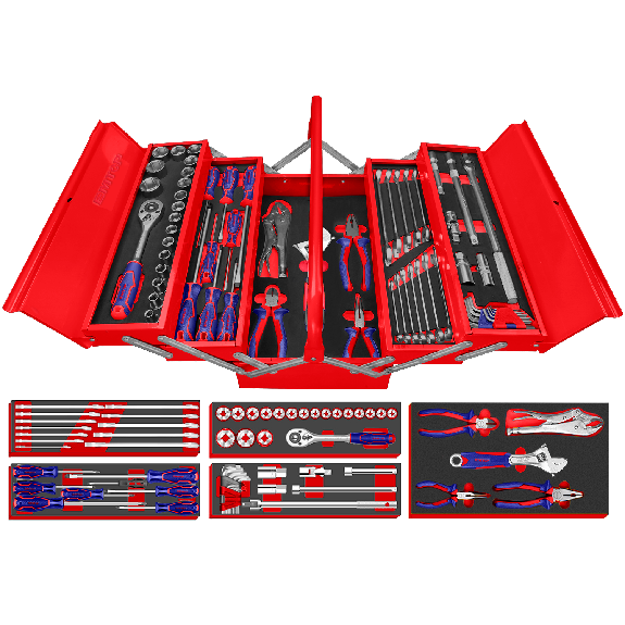Boîte à outils métallique avec 59 pièces EMTOP-Lire la description
