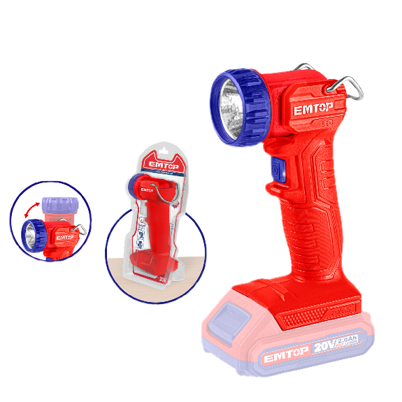 Lampe torche à LED 1.5W 150 Lumens sans fil EMTOP 20V batterie et chargeur vendus séparément-Leggi tutto