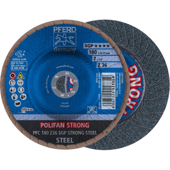 Fächerscheibe POLIFAN Z SGP STRONG STEEL D.180mm K.36 kon.INOX ZK-Beschreibung lesen