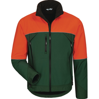 Waldarbeiter-Softshelljacke SANDDORN Gr.L grün/orange-Beschreibung lesen