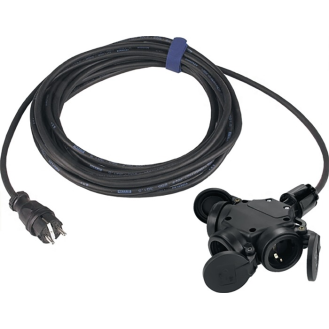 Schutzkontaktverlängerung 16A 250V 3x1,5mm²  H07RN-F schwarz IP44-Beschreibung lesen