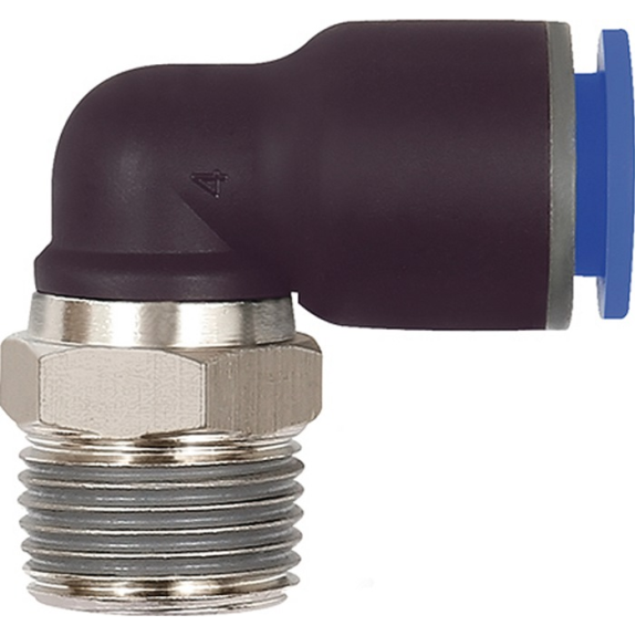 L raccord instantané Bl.Ser.AG R 1/8 pouce SW 10mm avec revêtement fileté, cône pivotant 8mm-Lire la description