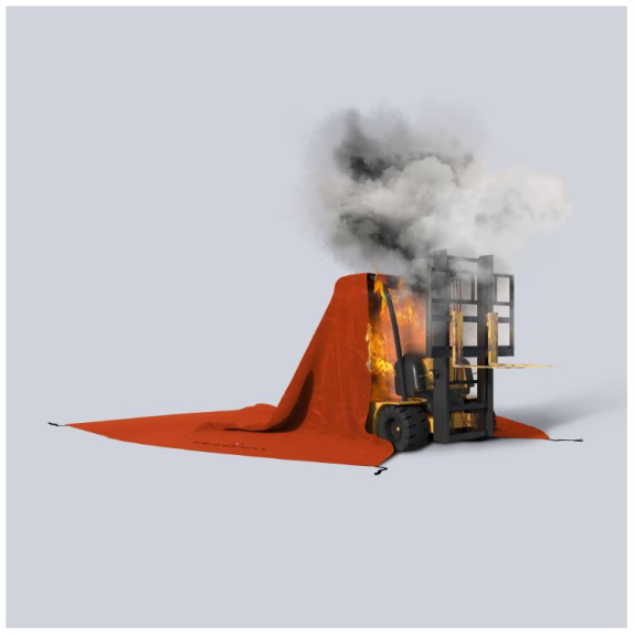 COUVERTURE ANTI-FEU POUR CHARIOT ÉLÉVATEUR STANDARD 7x7 m (USAGE UNIQUE)-Lire la description
