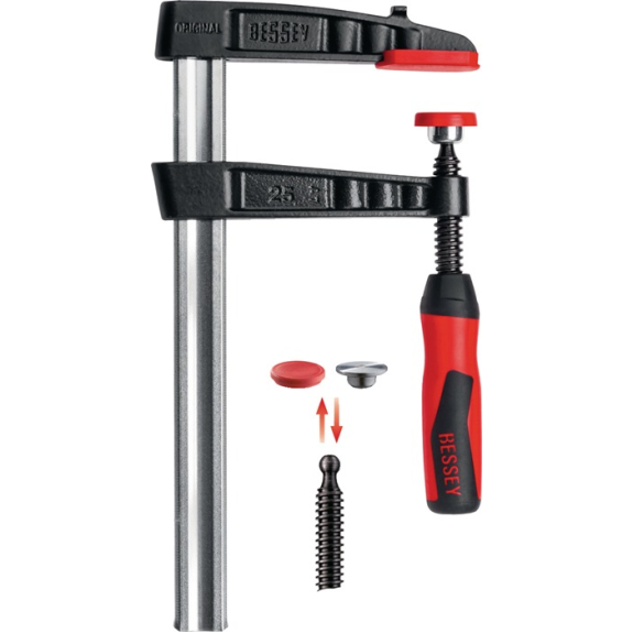 Temperguss-Schraubzwinge TG-2K Spann-W.1000mm A.175mm 2K-Griff 32x10mm-Beschreibung lesen