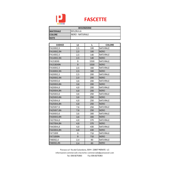 FASCETTE IN PLASTICA 100X2,5mm. - Prezzo multiplo di 100 pz. - naturali-Leggi tutto