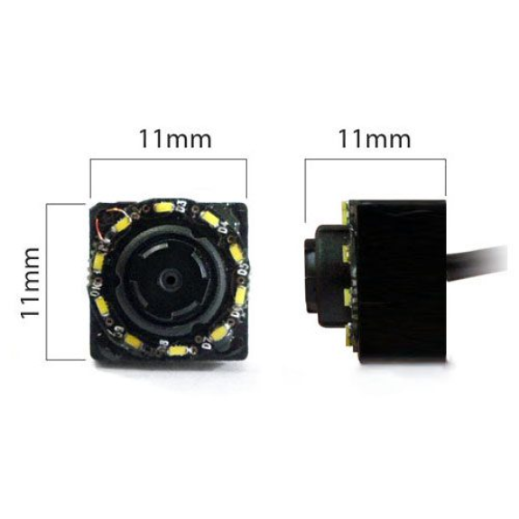 Micro caméra couleur avec 10 LED blanches - 11x11 mm-Beschreibung lesen