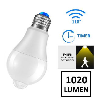 Lampada LED 12W con PIR e crepuscolare - bianco freddo-Leggi tutto