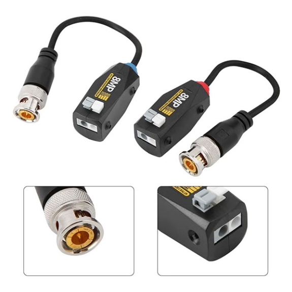 Coppia video balun passivi TVI/CVI/AHD/CVBS su cavo UTP - 4K - 400m-Leggi tutto
