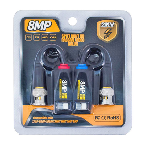 Coppia video balun passivi TVI/CVI/AHD/CVBS su cavo UTP - 4K - 400m-Leggi tutto