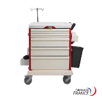 Chariot Novelo d'urgence 5 tiroirs avec accessoires-Lire la description