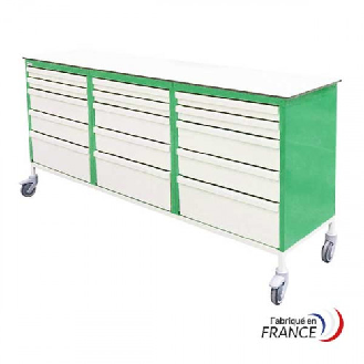 Plan de travail triple avec tiroirs en aluminium-Lire la description