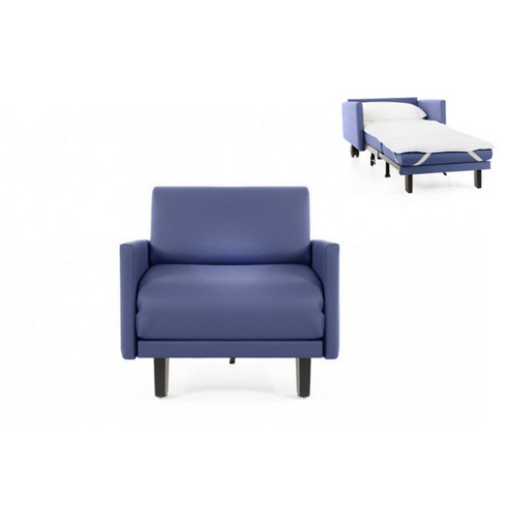 Fauteuil lit Français 1 Place ROLLER 80 LARGE accoudoirs amovibles - GINKGO - PETROLE-Lire la description