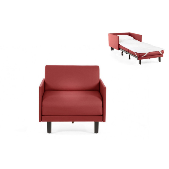 Fauteuil lit Français 1 Place ROLLER 80 MEDIUM accoudoirs amovibles fins - GINKGO - BEGONIA-Lire la description