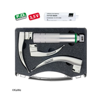 ENSEMBLE LARYNGOSCOPE ADULTE KAWE 3 LAMES (2, 3 et 4) MCINTOSH F.O. + MANCHE 2,5 V AVEC-Leer más