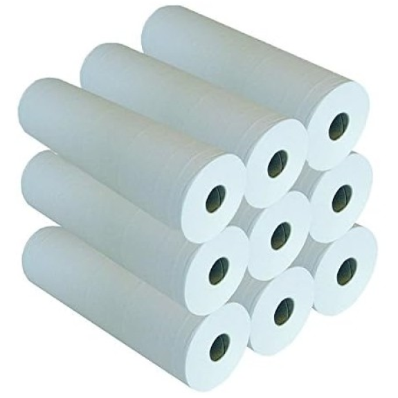 Drap d'examens ouaté recyclée lisse blanc 2 plis M'Roll 50x35cm 135 formats 18g/m2 (carton de 12 rouleaux)-Lire la description
