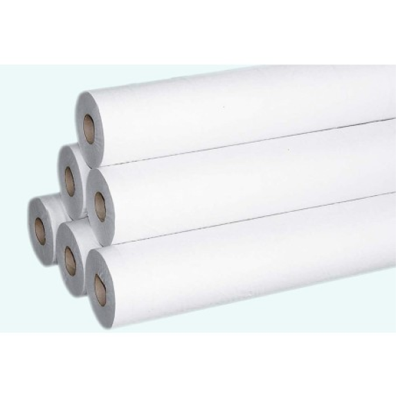 Drap d'examens ouaté recyclée lisse blanc 2 plis M'Roll 50x35cm 135 formats 18g/m2 (carton de 12 rouleaux)-Lire la description