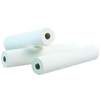 Draps d'examen pure ouate blancs LCH 50x35cm (Carton de 12 rouleaux)-Lire la description