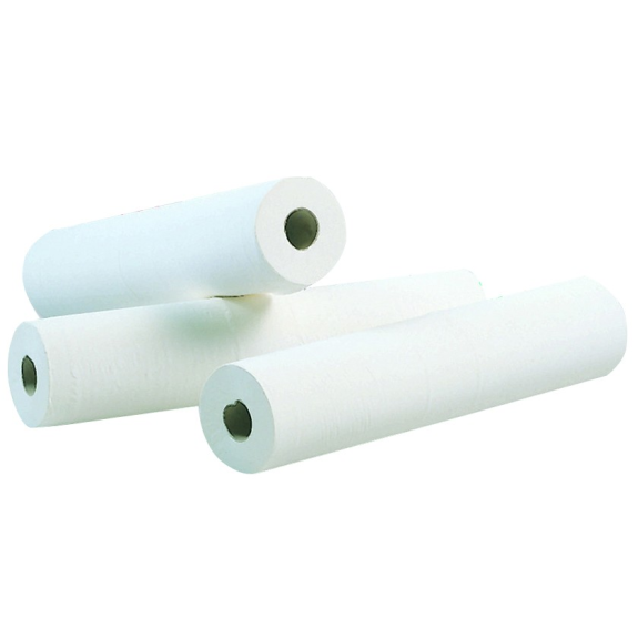 Draps d'examen pure ouate blancs LCH 50x35cm (Carton de 12 rouleaux)-Lire la description
