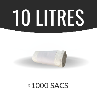 Sac poubelle - 10 L - Blanc - Haute densité - colis de 1000 sacs-Lire la description