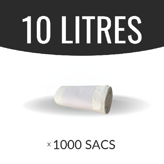 Sac poubelle - 10 L - Blanc - Haute densité - colis de 1000 sacs-Lire la description
