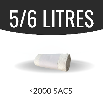 Sac poubelle - 5 L - Blanc - Haute densité - colis de 2000 sacs-Lire la description