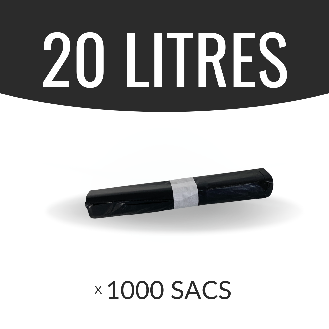 Sac poubelle - 20 L - Noir - Haute densité - colis de 1000 sacs-Lire la description