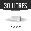 Sac poubelle - 30 L - Blanc - Haute densité - colis de 500 sacs