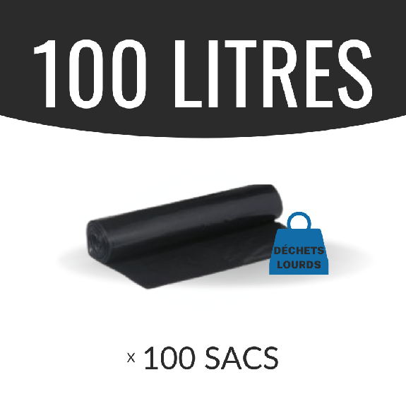 Sac poubelle - 100 L - Noir - Basse densité - colis de 200 sacs-Lire la description