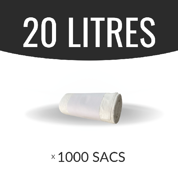 Sac poubelle - 20 L - Blanc - Haute densité - colis de 1000 sacs-Lire la description