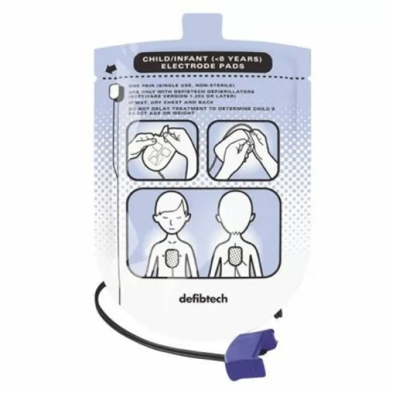 Électrodes pédiatriques défibrillateur Defibtech LifeLine-Lire la description
