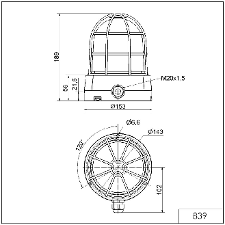Feu de signal tournant DEL BM 115-230VAC ROUGE Ø153mm NOIR-Lire la description