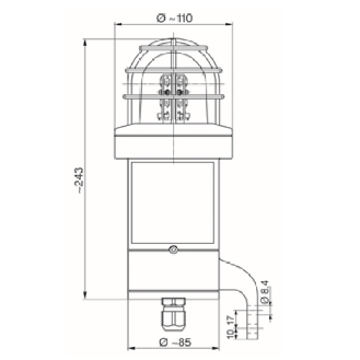 Feu LED compact ATEX 230Vac 125mA Rouge IP66 IP67 - DSLB20230LED3-Lire la description