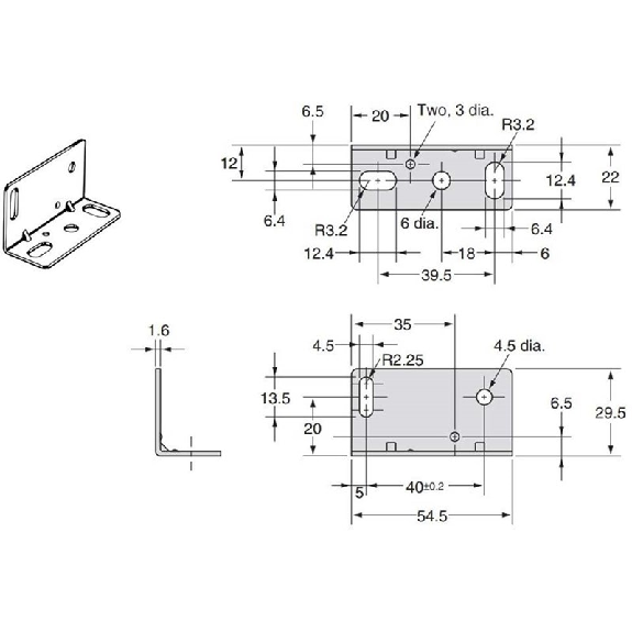 Equerre de fixation pour E3JM - E39-L53 Equerre de fixation pour E3JM - E39-L53-Lire la description