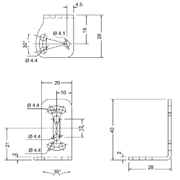 Équerre de fixation pour S60+S90 (20x40x28mm) - ST-5021 Équerre de fixation pour S60+S90 (20x40x28mm) - ST-5021-Lire la description