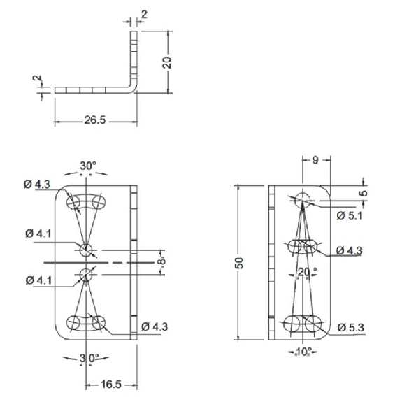 Équerre de fixation pour S60+S90 (50x27x20mm) - ST-5020-Lire la description