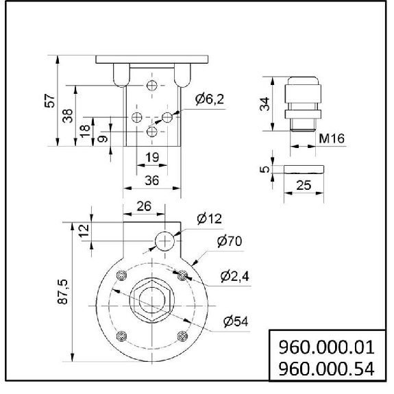 Équerre pour montage sur pied GRIS - 960.000.54-Lire la description