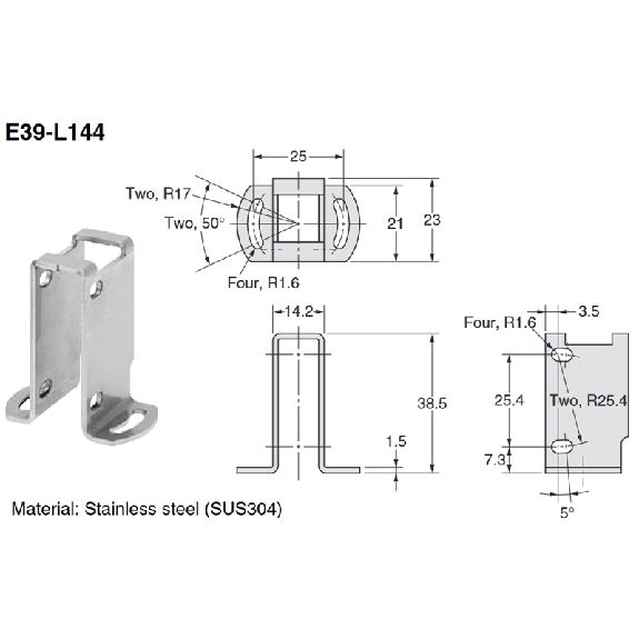 Equerre de fixation pour E3Z - E39-L144 Equerre de fixation pour E3Z - E39-L144-Lire la description